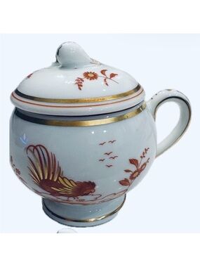Richard Ginori Siena Rust Rooster Pot de Creme with Lid Galli Rossi pattern